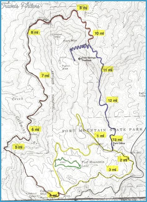 Bear Mountain Hiking Trails Map - TravelsFinders.Com