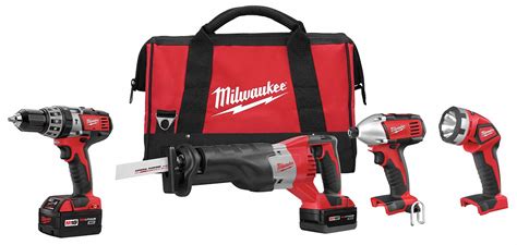 MILWAUKEE, 18 V Volt, 4 Tools, Cordless Combination Kit - 12E733|2696-24 - Grainger