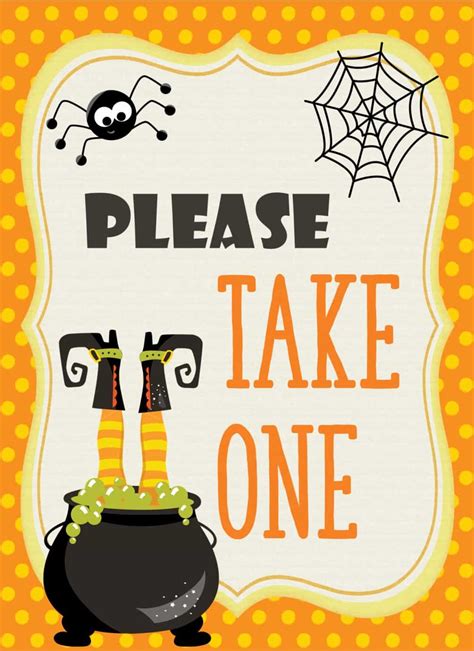 Free Printable "Please Take One" Halloween Sign | 6 Designs