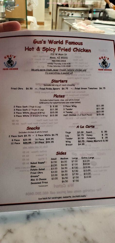 Online Menu of Guss World Famous Fried Chicken Restaurant, Mesa, Arizona, 85201 - Zmenu