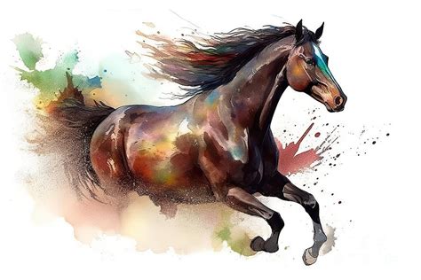 Wild horse running in watercolor style by Painting by N Akkash - Fine ...