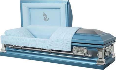 Amazon.com: Overnight Caskets Blue Praying Hands Funeral Metal Casket with Blue Velvet Interior ...