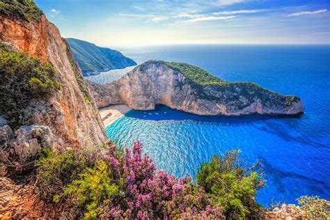 Download Zakynthos Horizon Beach Cliff Greece Navagio Beach Sea Nature Coastline HD Wallpaper