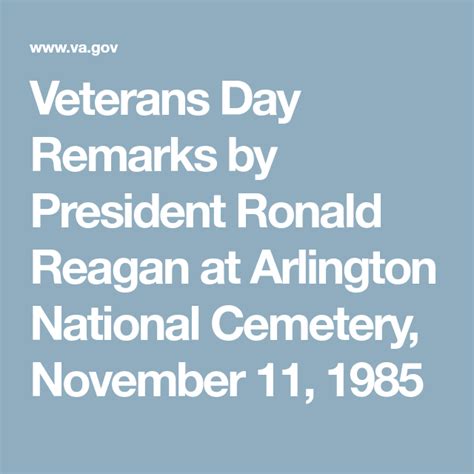 Veterans Day Remarks by President Ronald Reagan at Arlington National ...