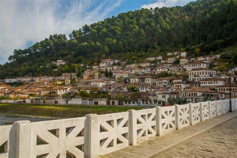 BERAT, ALBANIA: Stone Bridge Over Osum River at Berat on Albania. Stock ...