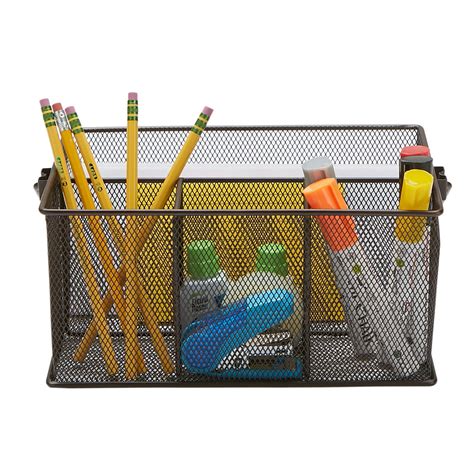 Mind Reader Metal Mesh Basket with Handle, Storage Desk Organizer ...