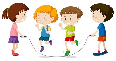 Happy children playing jumprope 296850 Vector Art at Vecteezy