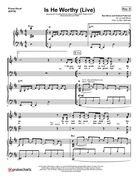 Is He Worthy (Live) Sheet Music PDF (Shane & Shane) - PraiseCharts