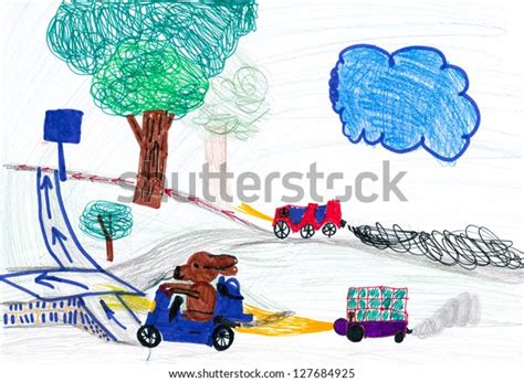 Dog Driving Bike Childs Drawing Stock Illustration 127684925 | Shutterstock