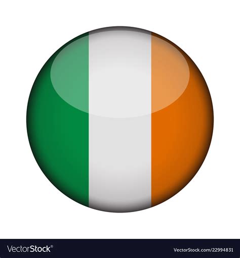 Ireland flag in glossy round button of icon Vector Image