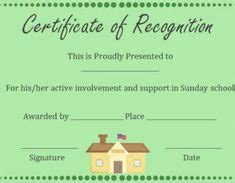 Sunday School Certificate Template