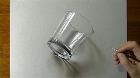 Drawing of a simple glass - How to draw 3D Art - YouTube