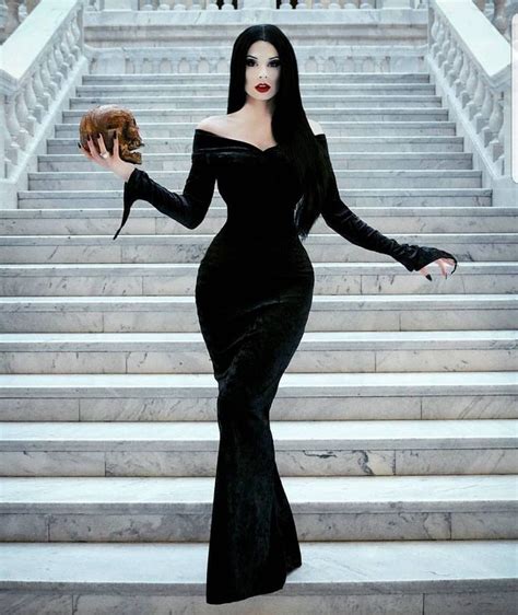 Morticia Addams Inspired Long Sleeve Off-the-shoulder Floor - Etsy ...