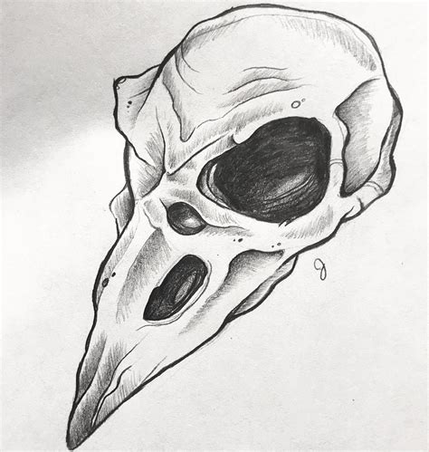 So Many Variations Bird Skull Drawing - HEART WITH DRAWING