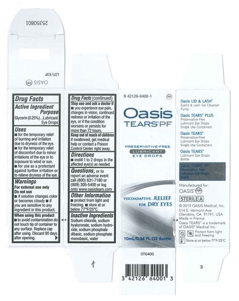 Oasis Tears PF Preservative-Free Lubricant Eye (solution/ drops) OASIS ...