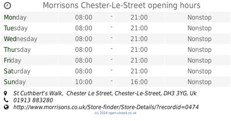 Morrisons Chester-Le-Street opening times (2019 update)