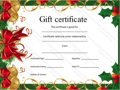 4 Images of Free Printable Christmas Certificates | Christmas gift ...