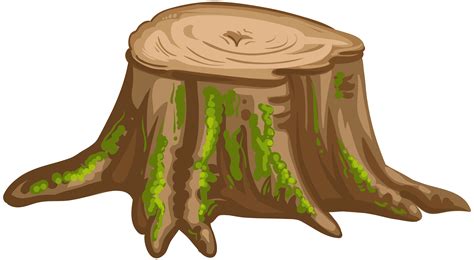 Freehand Textured Cartoon Big Tree Stump On Fire