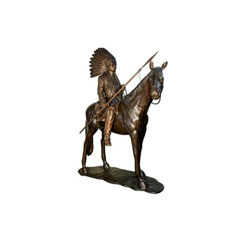 Bronze Indian on Horse Sculpture - Metropolitan Galleries Inc.