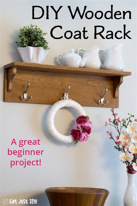 DIY Wooden Coat Rack with Shelf - Girl, Just DIY!