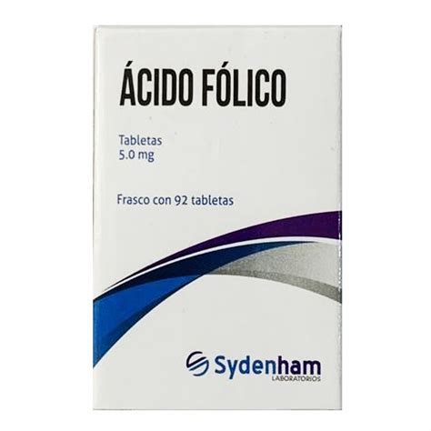 Acido Fólico 5 mg Tabletas Frasco con 92 Tabletas Sydenham— Farmacia Santa Fe