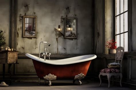 Premium AI Image | Vintage bathroom with an old fashioned clawfoot bathtub