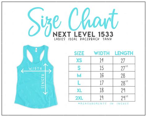 Next Level 1533 Size Chart Next Level Ideal Racerback Tank Size Chart ...