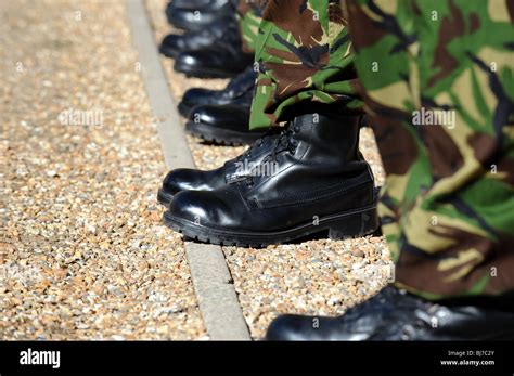 Highly polished British army boots on a parade ground Stock Photo - Alamy