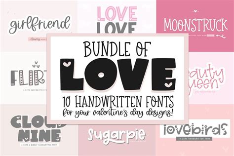 Font Bundle of Love - Valentine's Day Fonts (1127003)