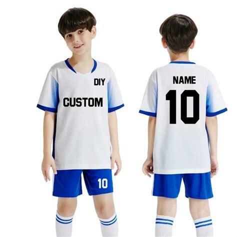 Youth Kids Soccer Jerseys Set Uniforms Football Clothes Sports Kit Breathable Football Shirt ...