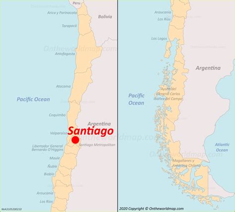 Santiago location on the Chile map - Ontheworldmap.com