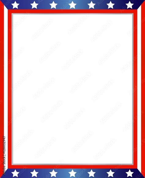 USA flag symbols frame border on white background with copy space for ...