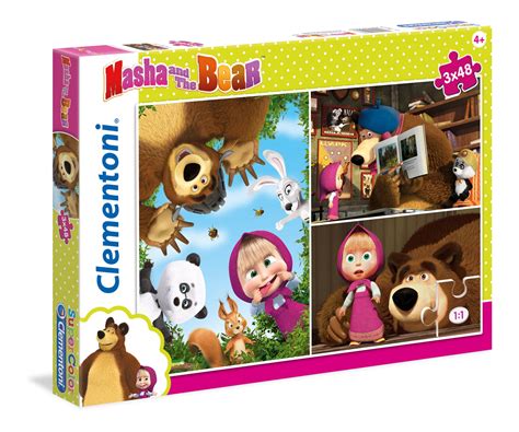 Masha and the Bear - 3x48 peças - Supercolor Puzzle - Clementoni