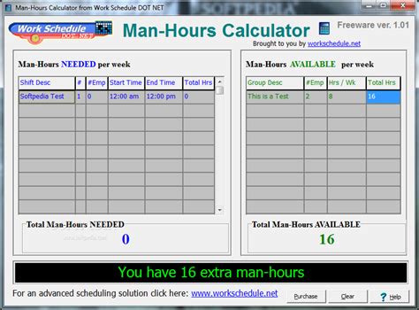 Man-Hours Calculator 1.01 - Download, Review, Screenshots