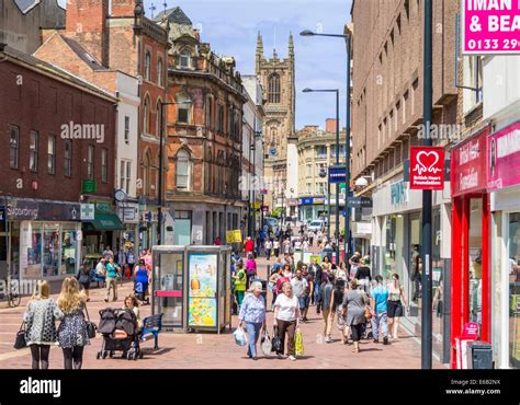 Busy shoppers at The Corn Market Derby City Centre Derby Derbyshire ...