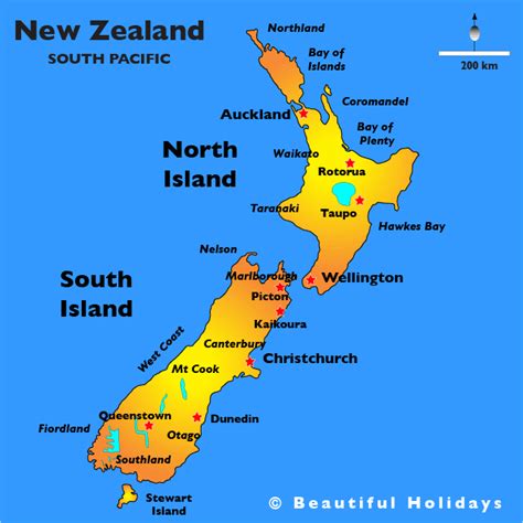 Map of New Zealand Showing the Location of North Island