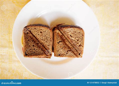 Toasted Ham and Cheese Sandwich Stock Photo - Image of pork, plain ...