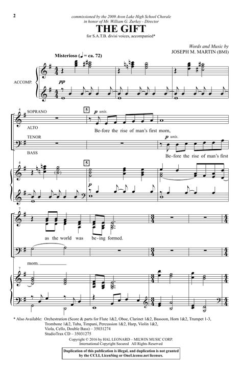 The Gift by Joseph M. Martin Sheet Music for SATB Choir at Sheet Music ...