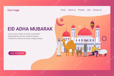 Premium Vector | Landing page hajj and umrah design concept