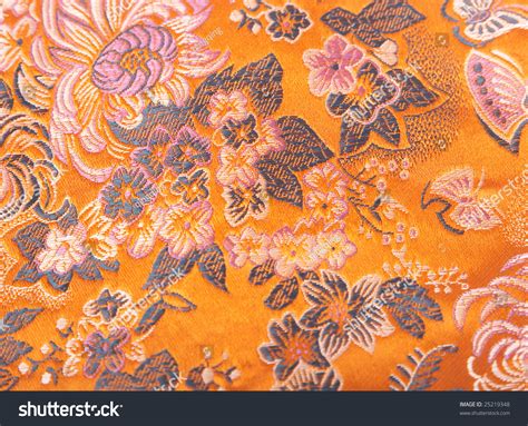 Floral Pattern On Traditional Chinese Silk. Stock Photo 25219348 ...