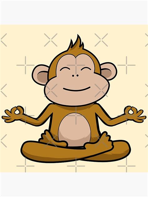 "Cute Monkey in Yoga Pose illustration Sticker" Poster for Sale by ...