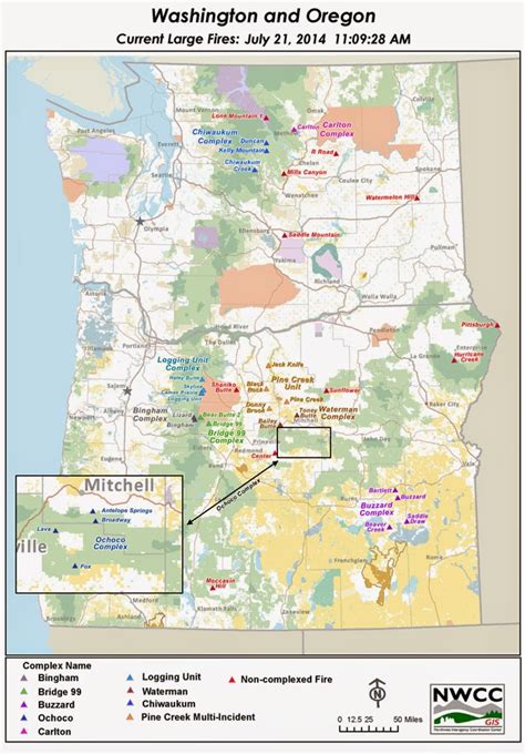 Northwest Interagency Coordination Center: 7/21/2014 Large Fire Map