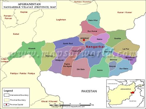 Nangarhar Map, Map of Nangarhar Province (Velayat), Afghanistan