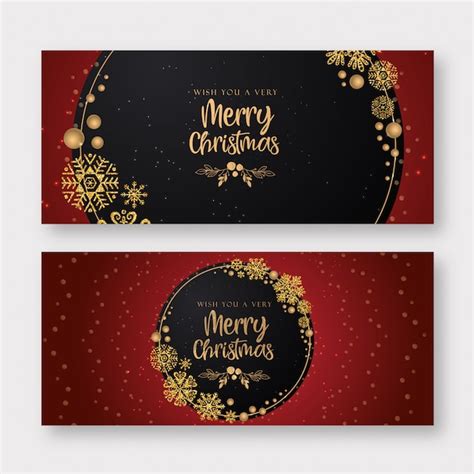 Premium Vector | Red and golden merry christmas banner background