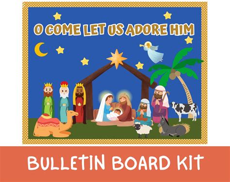 Nativity Scene Bulletin Board Kit, Christmas Classroom Decor, Christmas ...