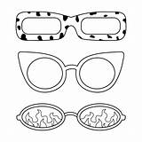 Premium Vector  Cute coloring Page Different Hippie sunglasses In 70s sketch template