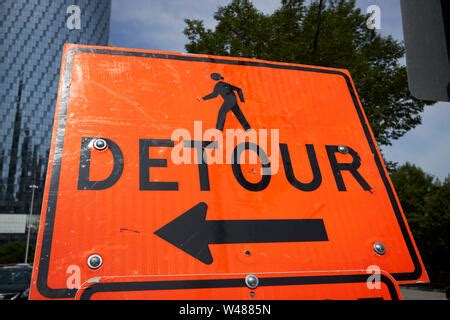 sidewalk closed detour sign Stock Photo - Alamy