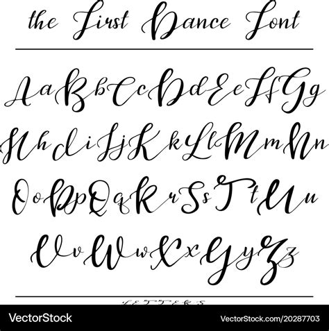 Handwritten calligraphy font alphabet Royalty Free Vector