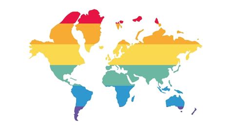 Premium Vector | World map outline with lgbt colors. vector.