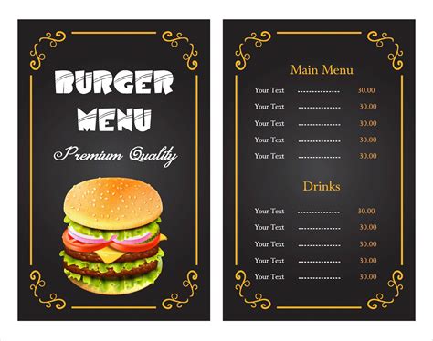 Elegant burger menu template 1349611 Vector Art at Vecteezy